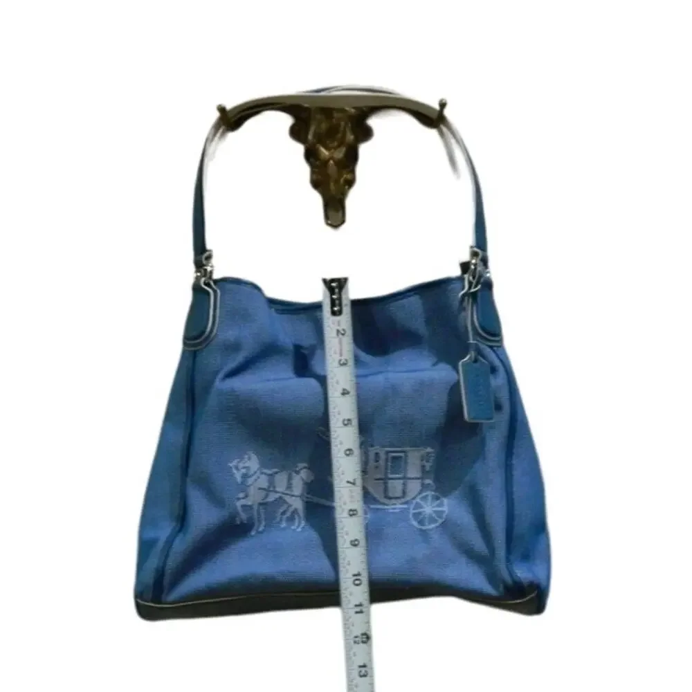 Coach tote horse carriage denim blue Edie hobo Purse Handbag NWT